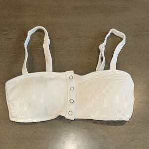 Aerie White Ribbed Bikini Top